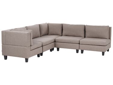 Canapé d'angle modulable 5 places UNSTAD Tissu Marron Côté droit