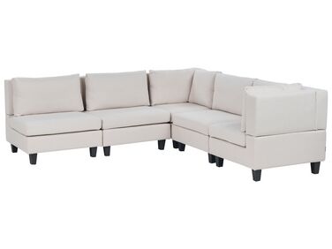 Canapé d'angle modulable 5 places UNSTAD Tissu Beige clair Côté gauche