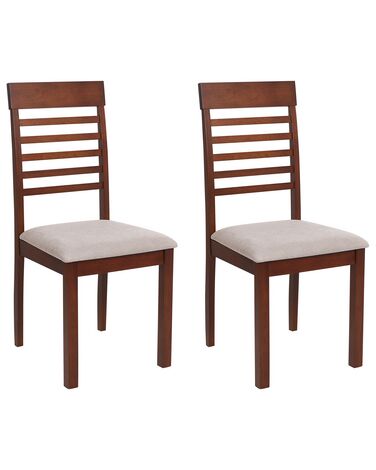 Set van 2 eetkamerstoelen ORTLEY Hout Donkerbruin/taupe