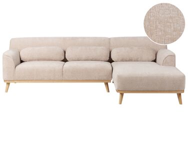 Canapé d'angle 3 places SIMOS Tissu chenille Beige Côté gauche