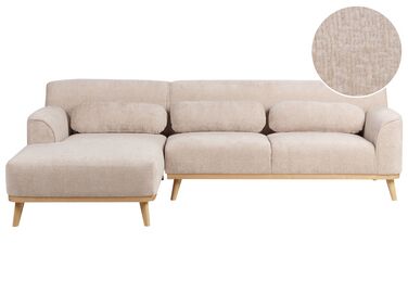 Canapé d'angle 3 places SIMOS Tissu chenille Beige Côté droit