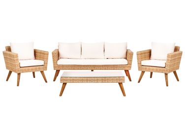 Garden Lounge Set with Table 5 Seater VITTORIA XL PE Rattan Off-White