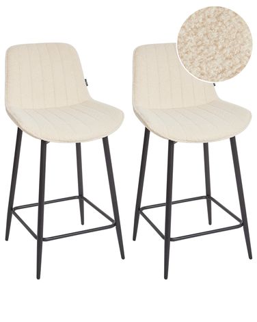 Set van 2 barstoelen DUBROVNIK Bouclé Lichtbeige