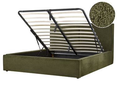 Ottoman Bed Boucle MOISSAC 160 x 200 cm (EU King Size) Dark Green