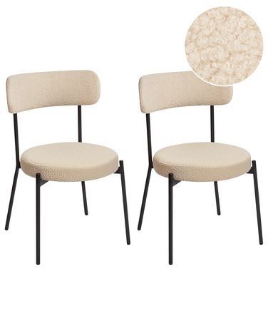 Set van 2 eetkamerstoelen ALLISON Bouclé Lichtbeige