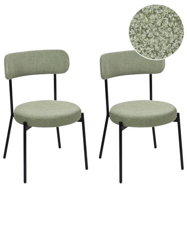 Set van 2 eetkamerstoelen ALLISON Bouclé Lichtgroen