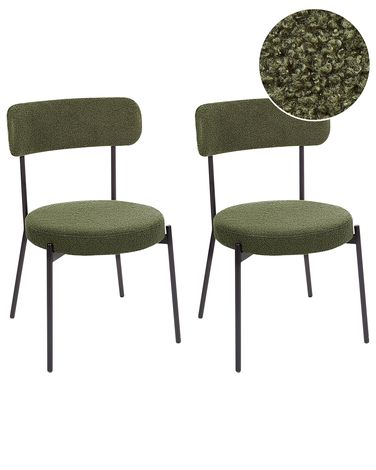 Set van 2 eetkamerstoelen ALLISON Bouclé Donkergroen