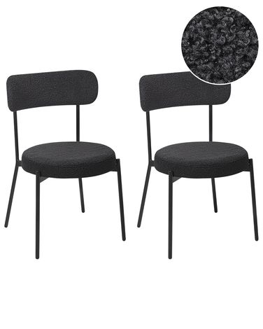 Set van 2 eetkamerstoelen ALLISON Bouclé Zwart