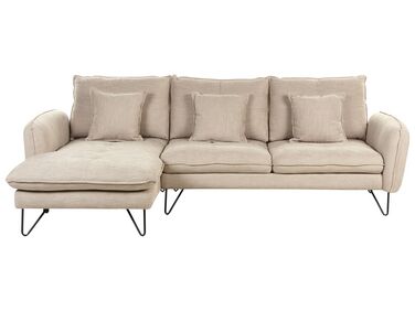 Canapé d'angle 3 places SERSAN Tissu chenille Beige Côté droit