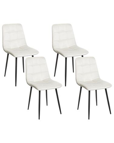 Set van 4 eetkamerstoelen POWELL Fluweel Gebroken wit