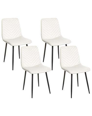 Set van 4 eetkamerstoelen HAVRE Fluweel Gebroken wit