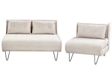 Living Room Set 3 Seater VESTFOLD Fabric Light Beige