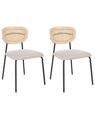 Set van 2 eetkamerstoelen MAYETTA Metaal Lichtbeige
