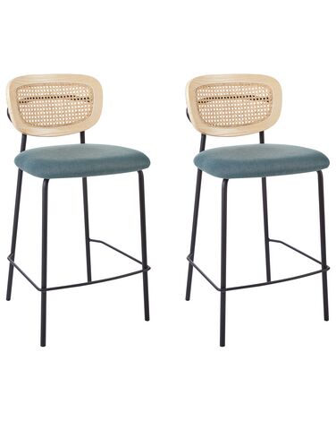 Set van 2 barstoelen MAYETTA Rotan Groenblauw