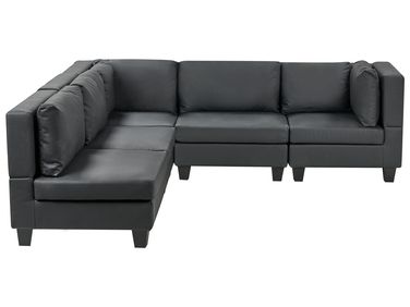 Canapé d'angle modulable 5 places UNSTAD Cuir PU Noir Côté droit