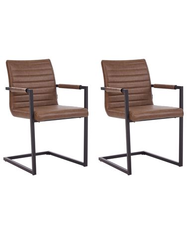 Set van 2 vergaderstoelen BUFORD Kunstleer Bruin