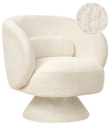 Draaifauteuil LIEKSA Bouclé Gebroken wit
