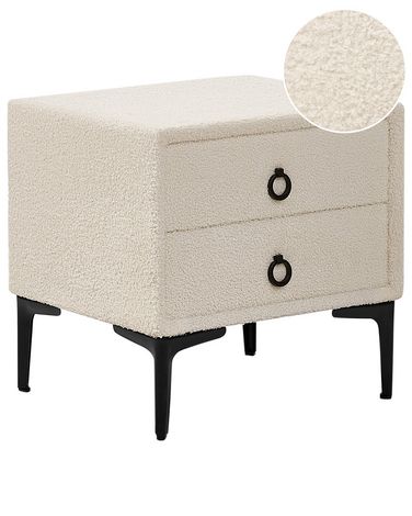 2 Drawer Bedside Table SEZANNE Boucle Off-White