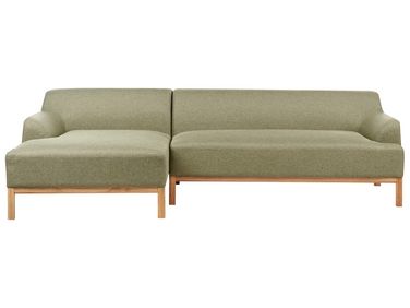 Canapé d'angle 3 places SOSJO Tissu Vert olive Côté droit