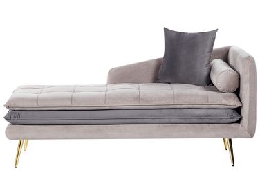 Rechtszijdige chaise longue GONESSE Fluweel Taupe