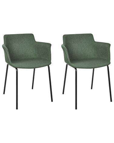 Set van 2 eetkamerstoelen BELFIELD Stof Groen