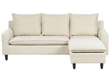 Canapé d'angle 3 places ELVENES Tissu Beige clair Côté gauche