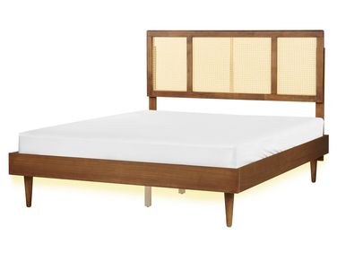 Bed met LED-verlichting Rotan AURAY 160 x 200 cm Bruin