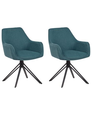 Set van 2 eetkamerstoelen draaibaar JODAR Stof Groenblauw