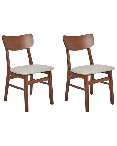 Set van 2 eetkamerstoelen ANOKA Hout Bruin/beige