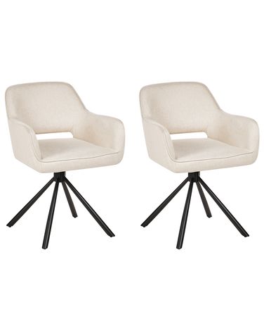 Set van 2 eetkamerstoelen draaibaar LOURES Stof Lichtbeige