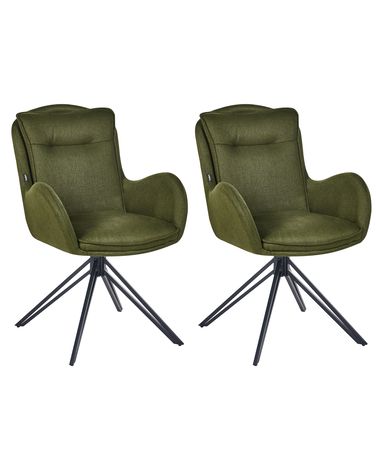 Set van 2 eetkamerstoelen draaibaar AVELAR Stof Donkergroen