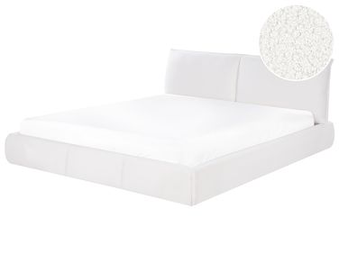 Bed Bouclé VINAY 180 x 200 cm Wit