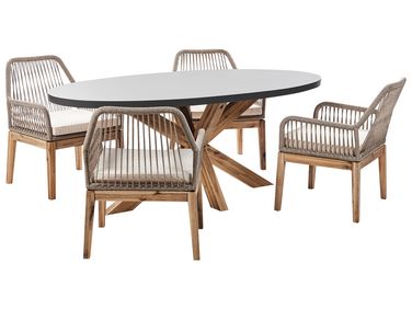 Salle à manger de jardin 4 places ORISTANO avec coussins Béton Beige