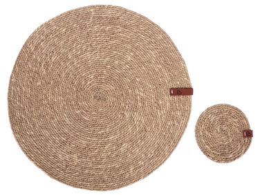 12 Piece Placemats and Coasters Set KUNZEA Seagrass Natural