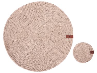 12 Piece Placemats and Coasters Set MUNTRIES Jute Natural