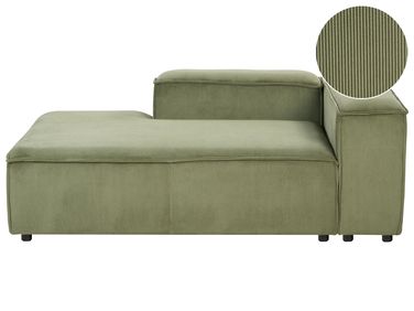 Chaise longue côté droit ARDAL Velours côtelé Vert