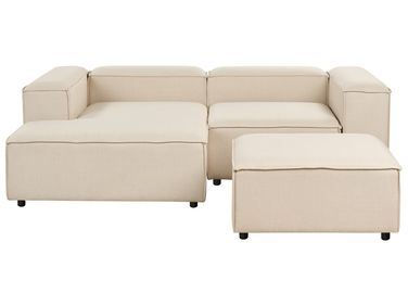 Canapé d'angle modulable 3 places ARDAL Tissu Beige avec ottoman Côté droit