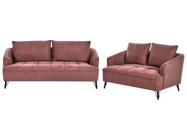 Ensemble de salon 5 places HOBRO Tissu Rouge Bordeaux