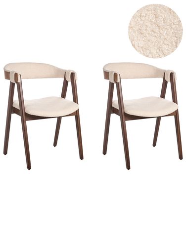 Set van 2 eetkamerstoelen DAY Bouclé Donkerbruin/beige