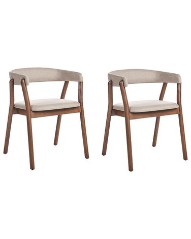 Set van 2 eetkamerstoelen MYLO Stof Donkerbruin/beige