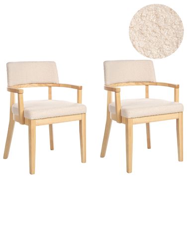 Set van 2 eetkamerstoelen DALBO Bouclé Lichtbruin/beige