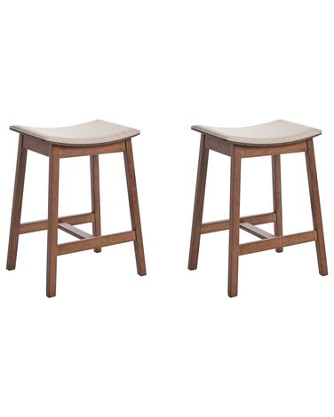 Set van 2 barkrukken DIXON Hout Donkerbruin/beige