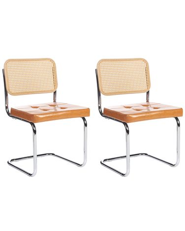 Set van 2 eetkamerstoelen ETHETE Kunstleer Goudbruin