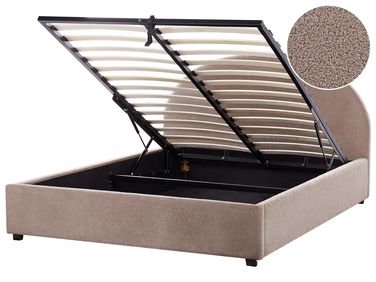 Ottoman Bed Boucle VAUCLUSE 160 x 200 cm (EU King Size) Taupe