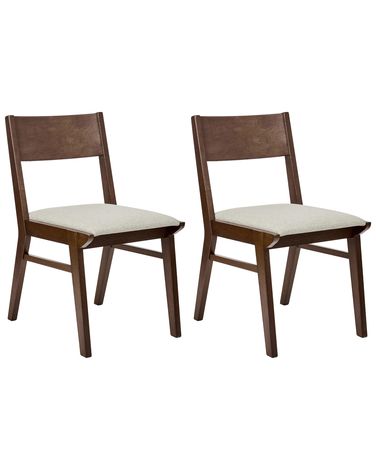 Set van 2 eetkamerstoelen ENOLA Hout Bruin/lichtbeige