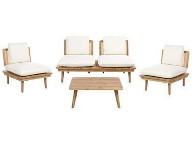 Garden Lounge Set with Table 4 Seater ACCADIA Certified Acacia Wood Light Beige