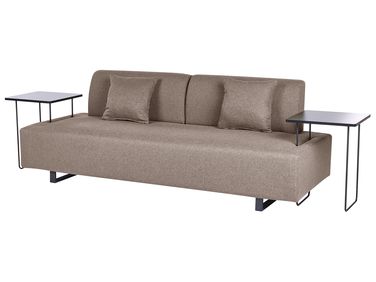 Bank 3-zits SOKNA Stof Taupe met tafels