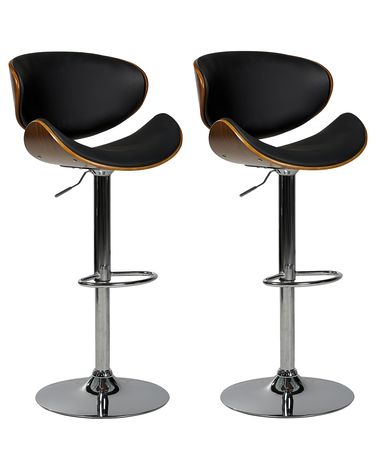 Set van 2 barstoelen ROTTERDAM Kunstleer draaibaar Zwart