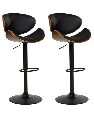 Set van 2 barstoelen ROTTERDAM II Kunstleer draaibaar Zwart