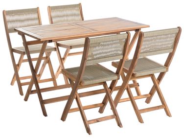 Salle à manger de jardin 4 places PROSSEDI Acacia Beige